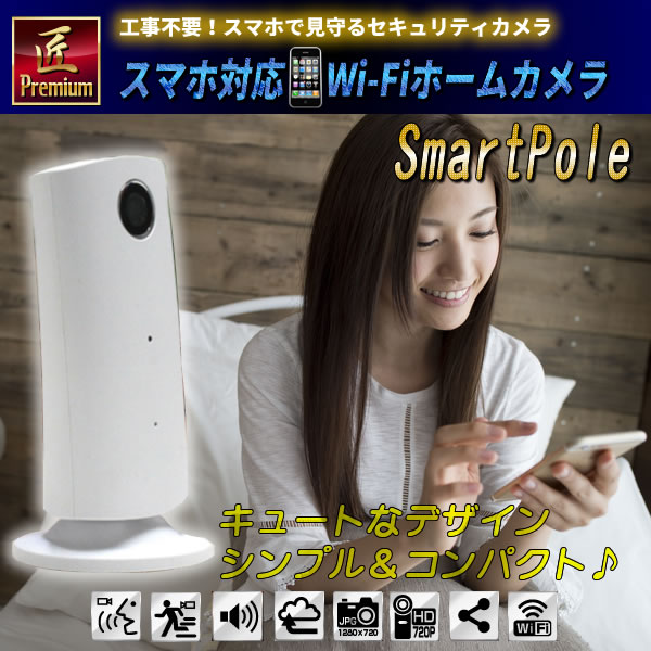 スマホ対応 Wi-Fiホームカメラ Smart Pole  